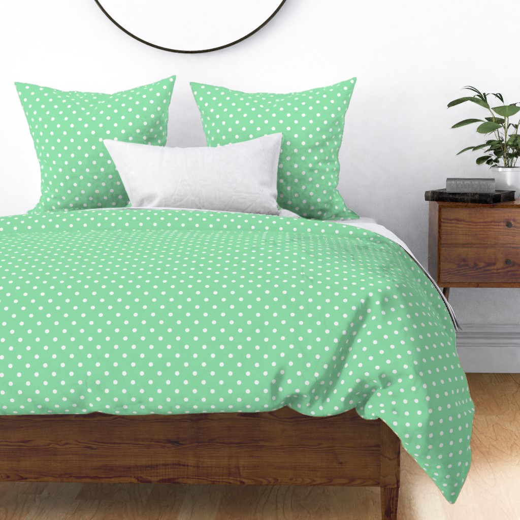 Mint Green and White Polka Dots