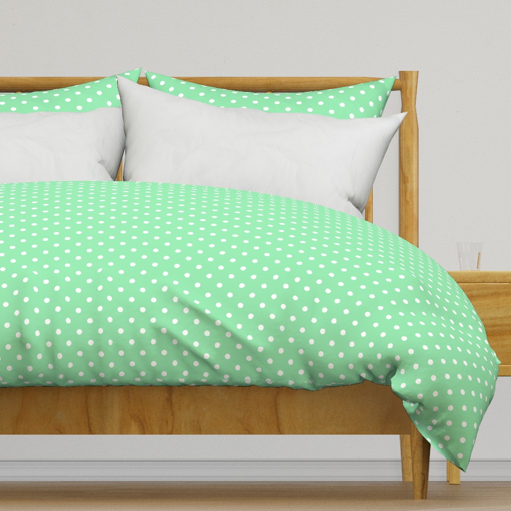 Mint Green and White Polka Dots