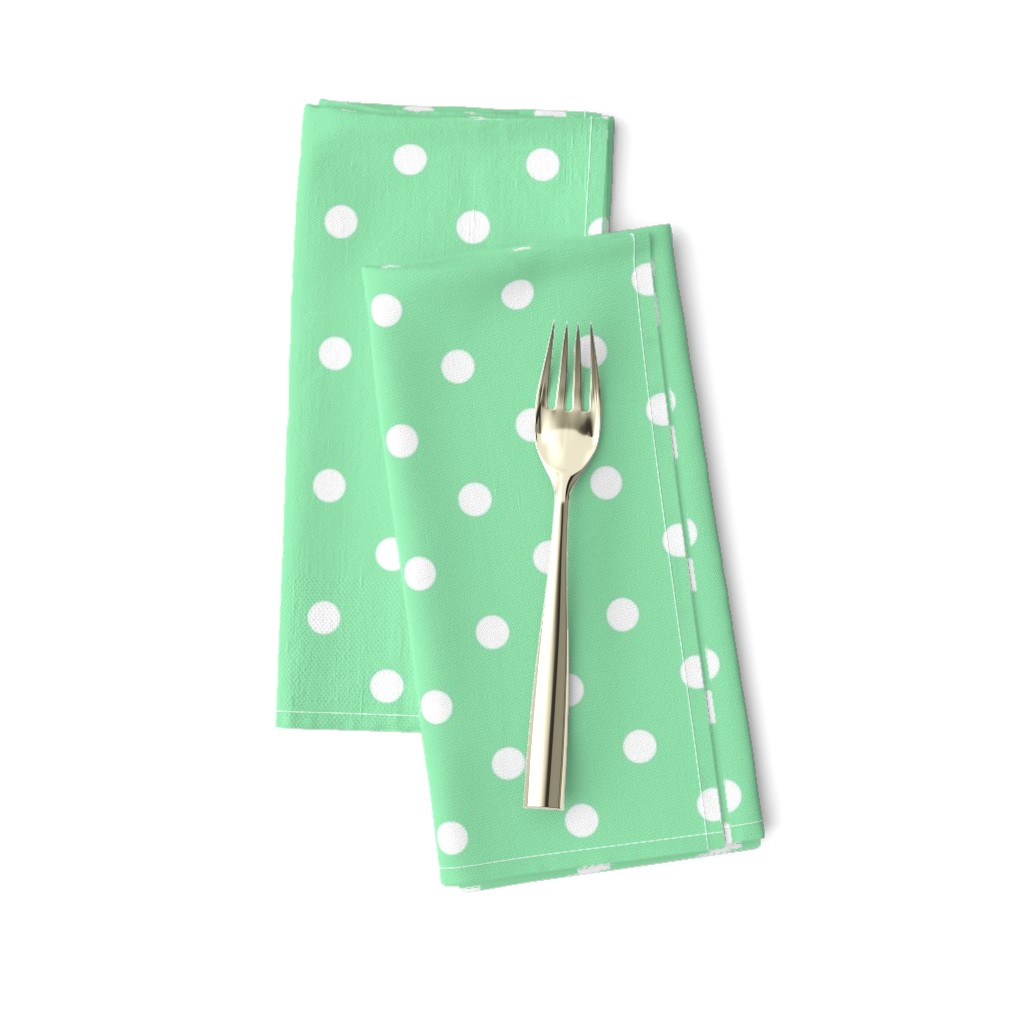 Mint Green and White Polka Dots