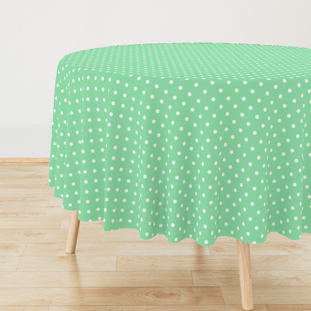 Mint Green and White Polka Dots