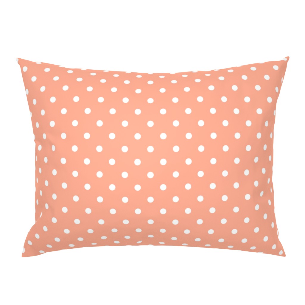 Peach and White Polka Dots