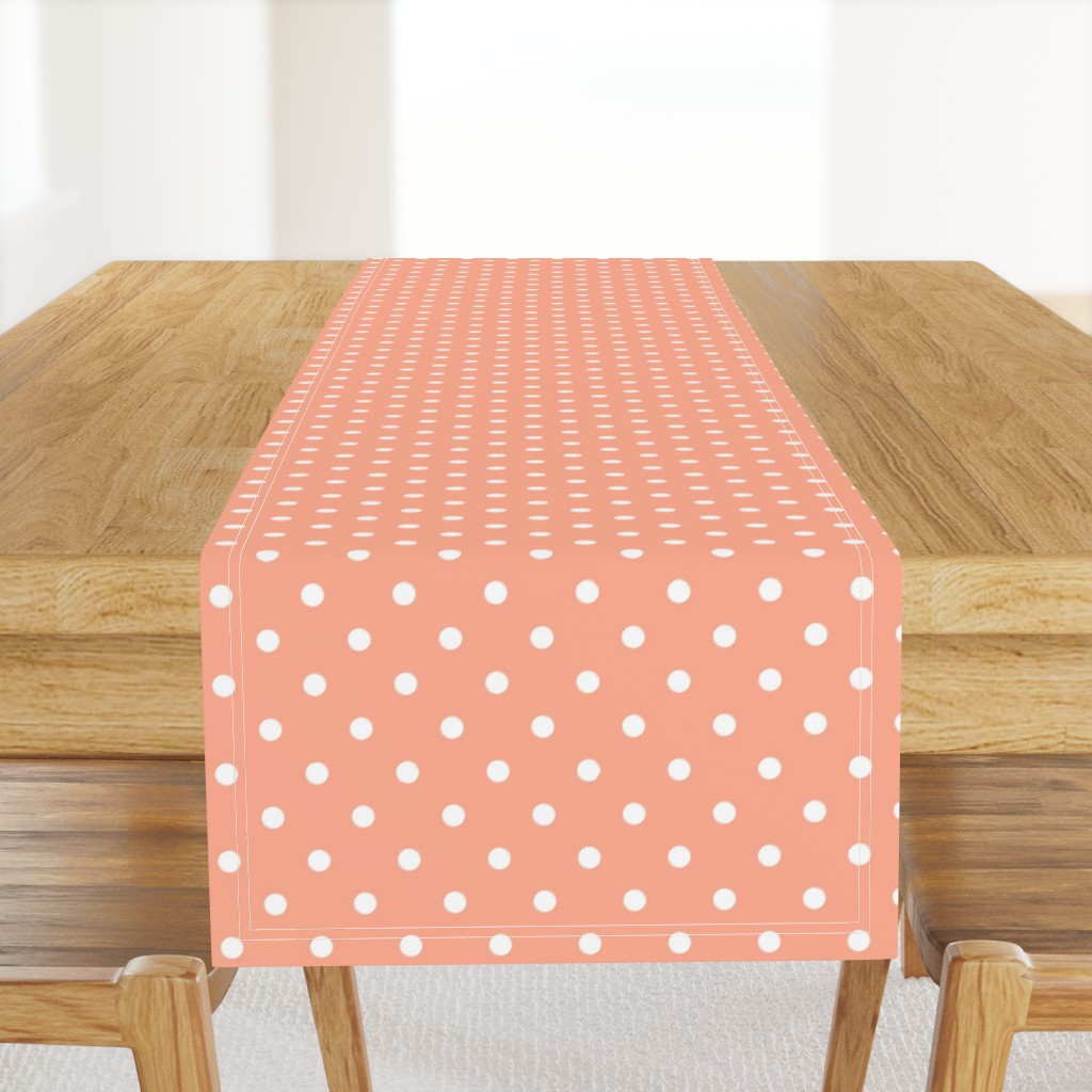 Peach and White Polka Dots