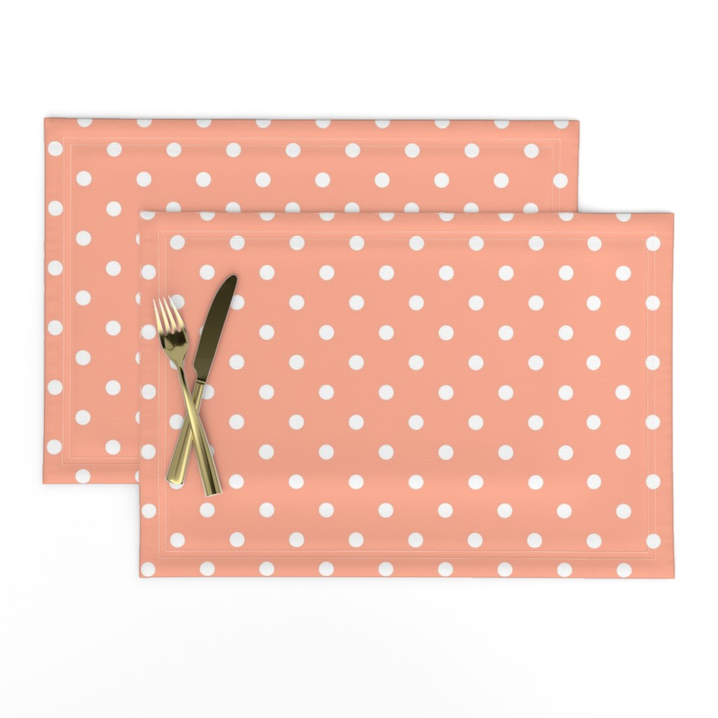 Peach and White Polka Dots