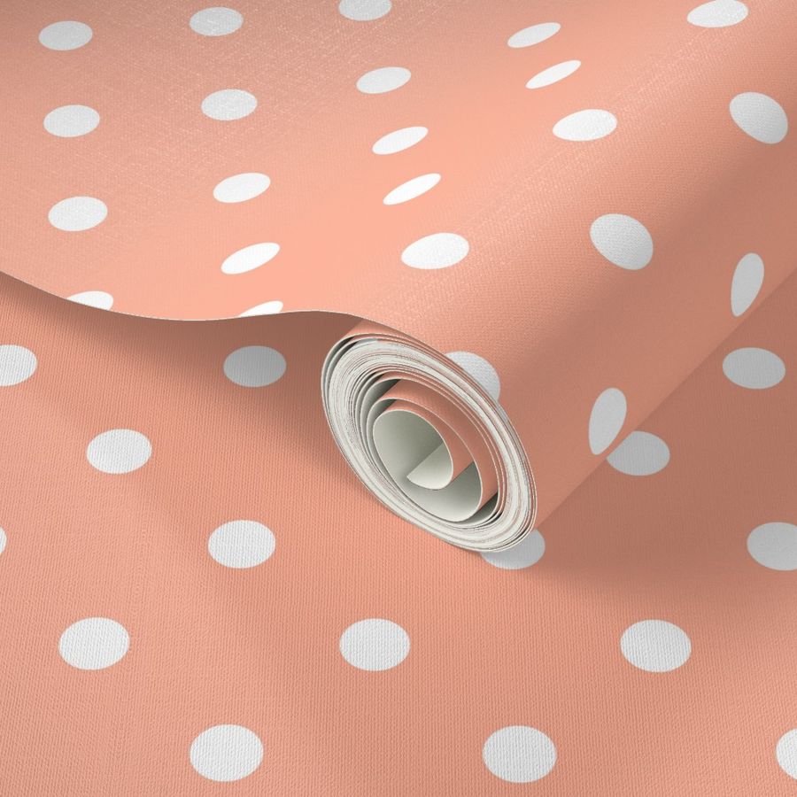 peach polka dot wallpaper