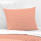 Peach and White Polka Dots