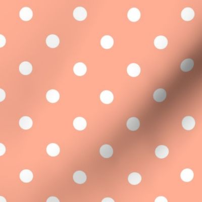 Peach and White Polka Dots