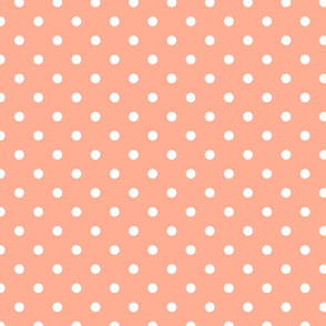 Peach and White Polka Dots