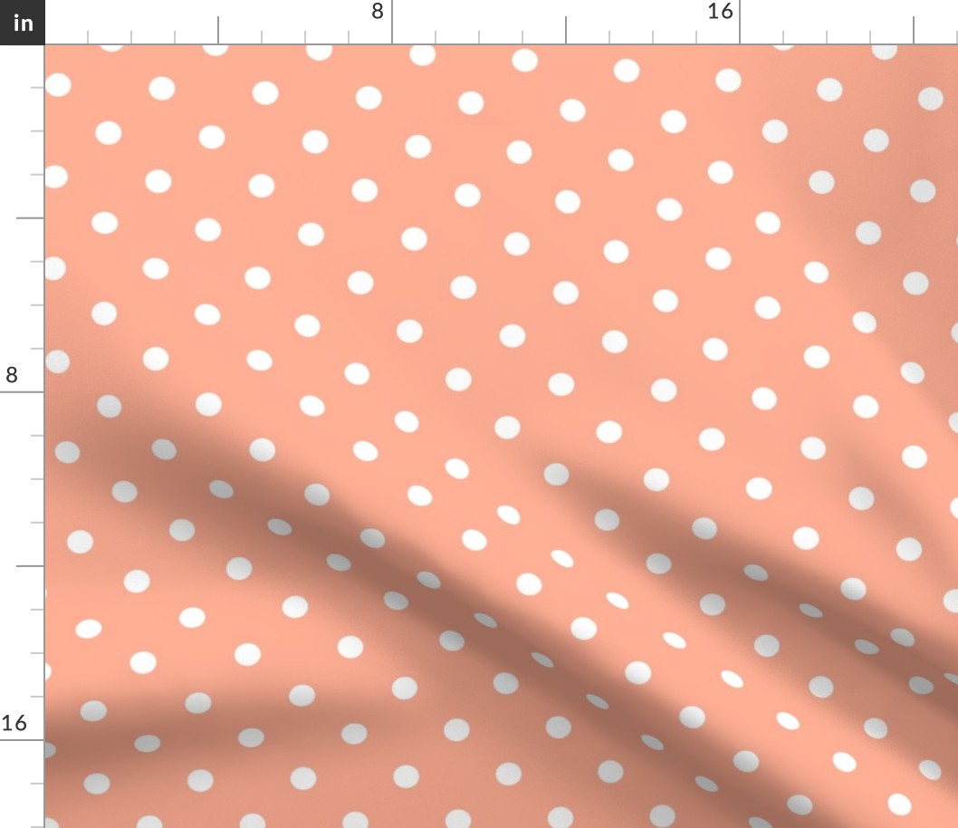 Peach and White Polka Dots