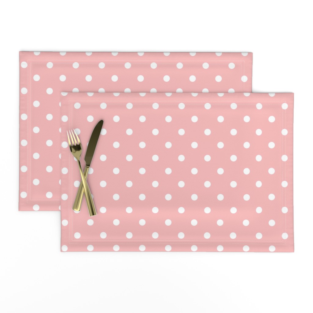 Powder Pink and White Polka Dots