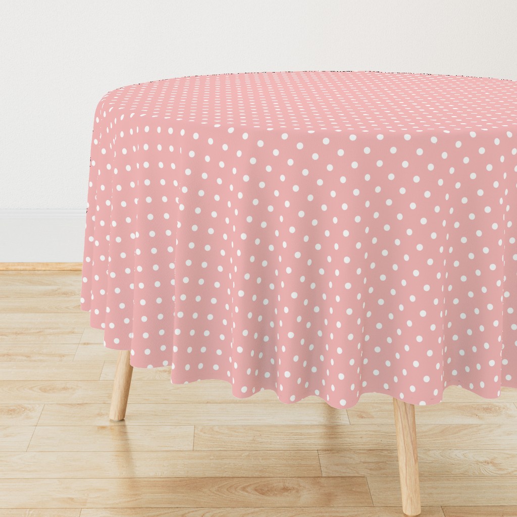 Powder Pink and White Polka Dots