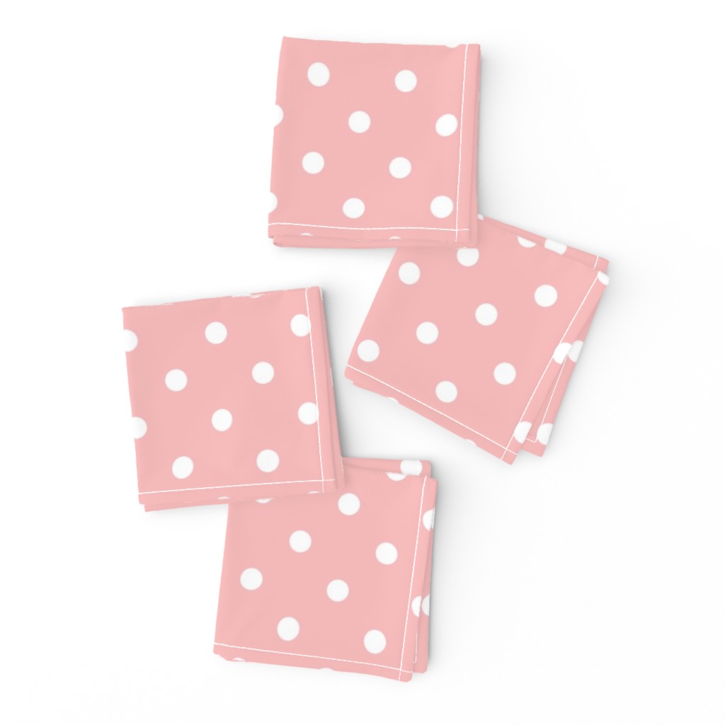 Powder Pink and White Polka Dots