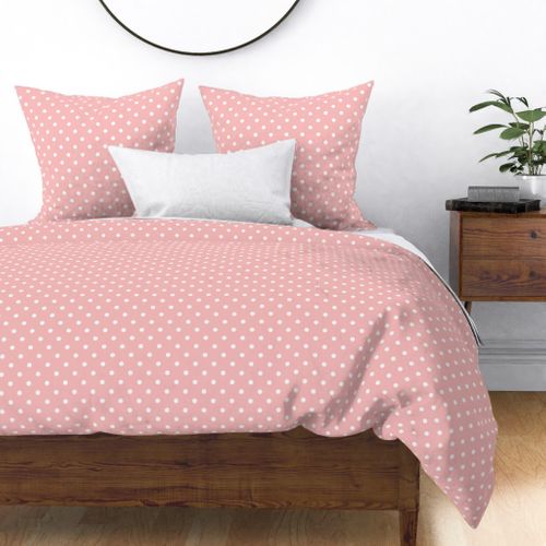 Powder Pink and White Polka Dots