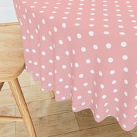 Powder Pink and White Polka Dots