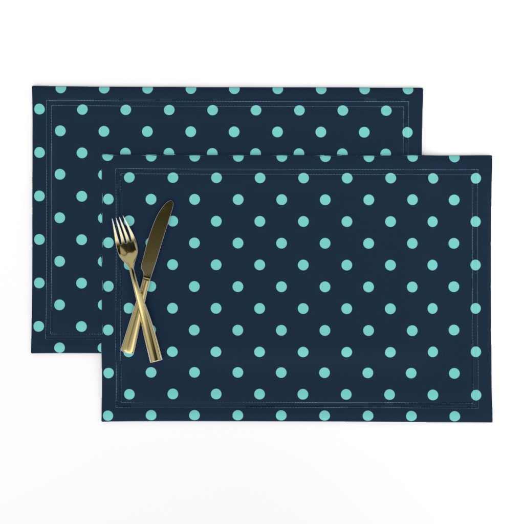 Navy and Turquoise Polka Dots