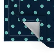 Navy and Turquoise Polka Dots