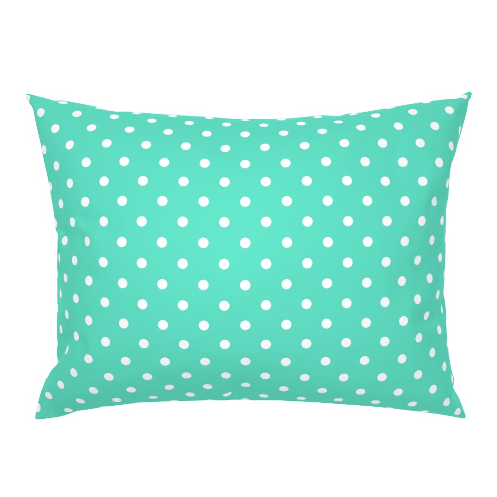 Aqua and White Polka Dots