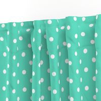 Aqua and White Polka Dots