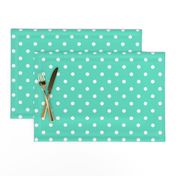 Aqua and White Polka Dots