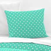 Aqua and White Polka Dots