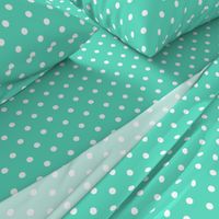 Aqua and White Polka Dots