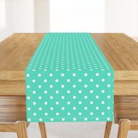 Aqua and White Polka Dots