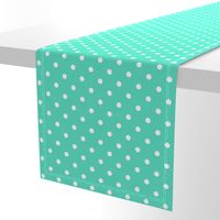 Aqua and White Polka Dots