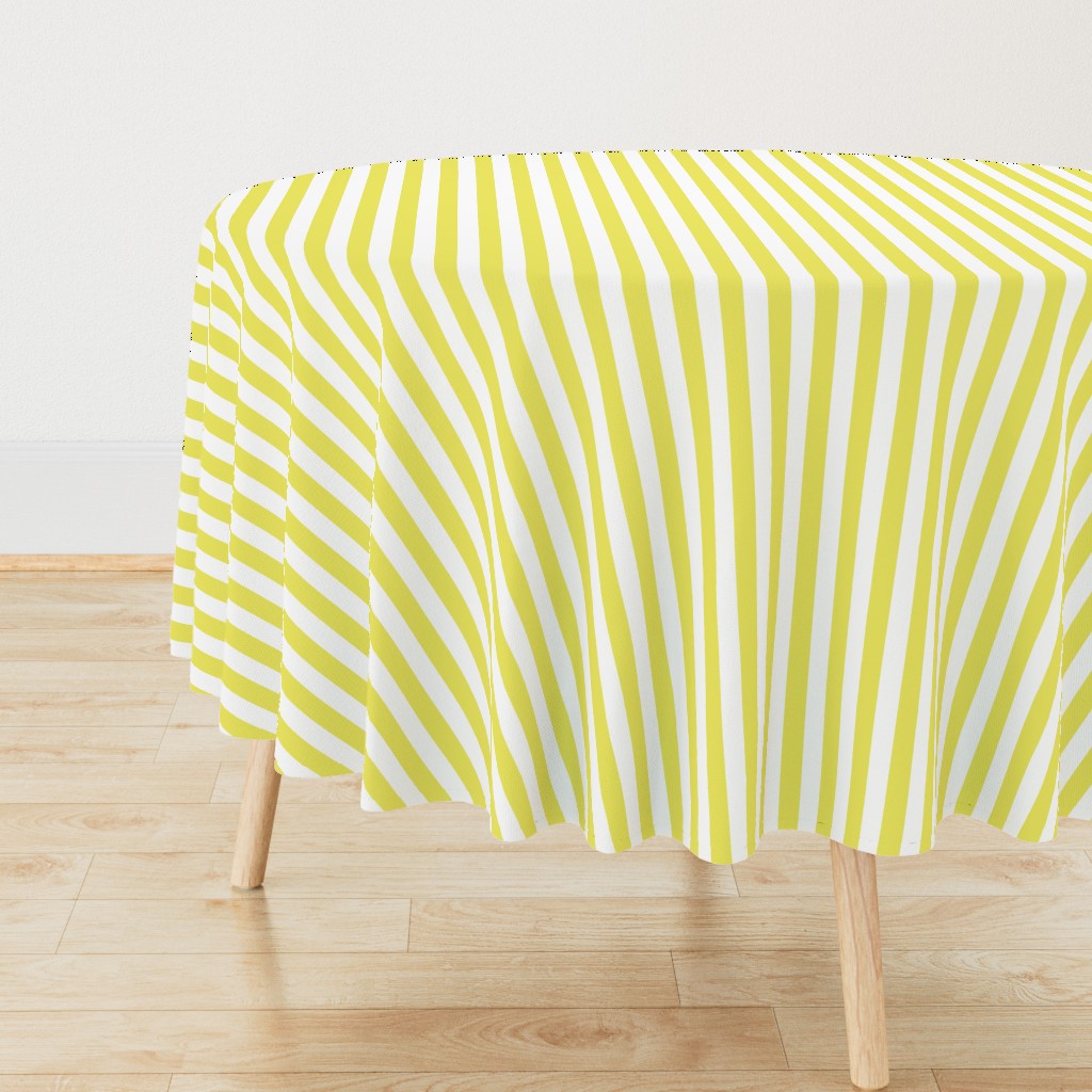 Citron and White Wide Stripes