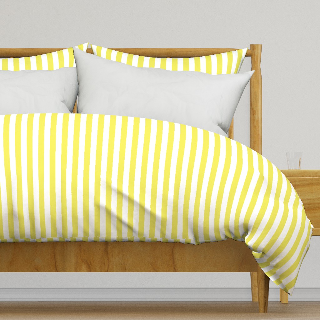 Citron and White Wide Stripes