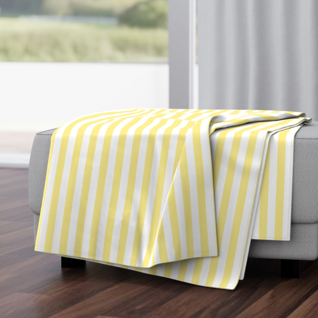 Buttermilk Yellow and White Wide Stripes