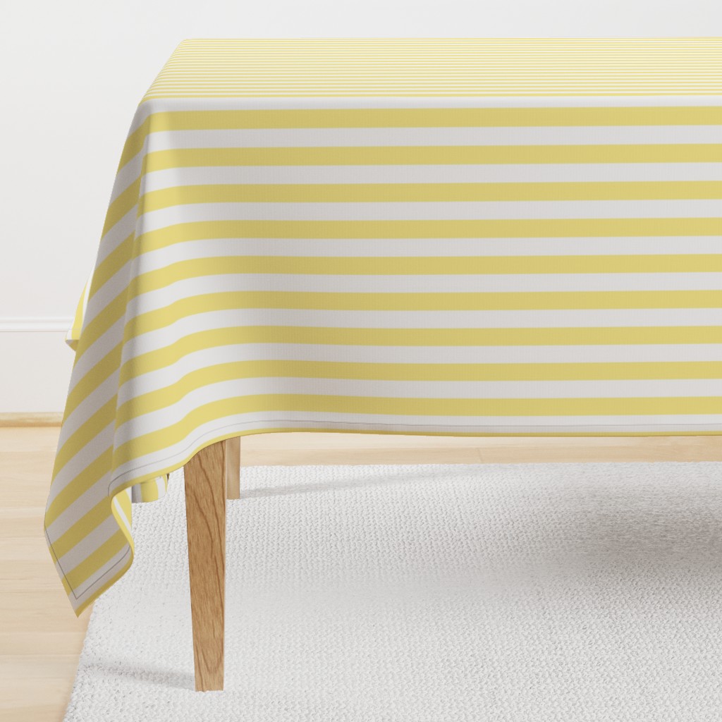 Buttermilk Yellow and White Wide Stripes