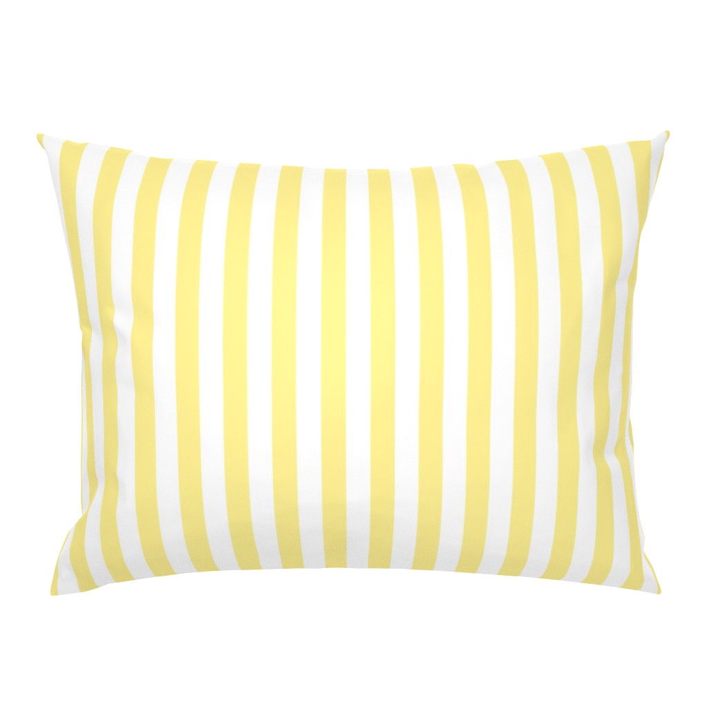 Buttermilk Yellow and White Wide Stripes