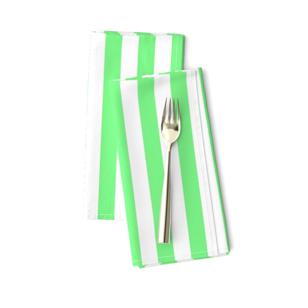 Apple Green and White Wide Stripes