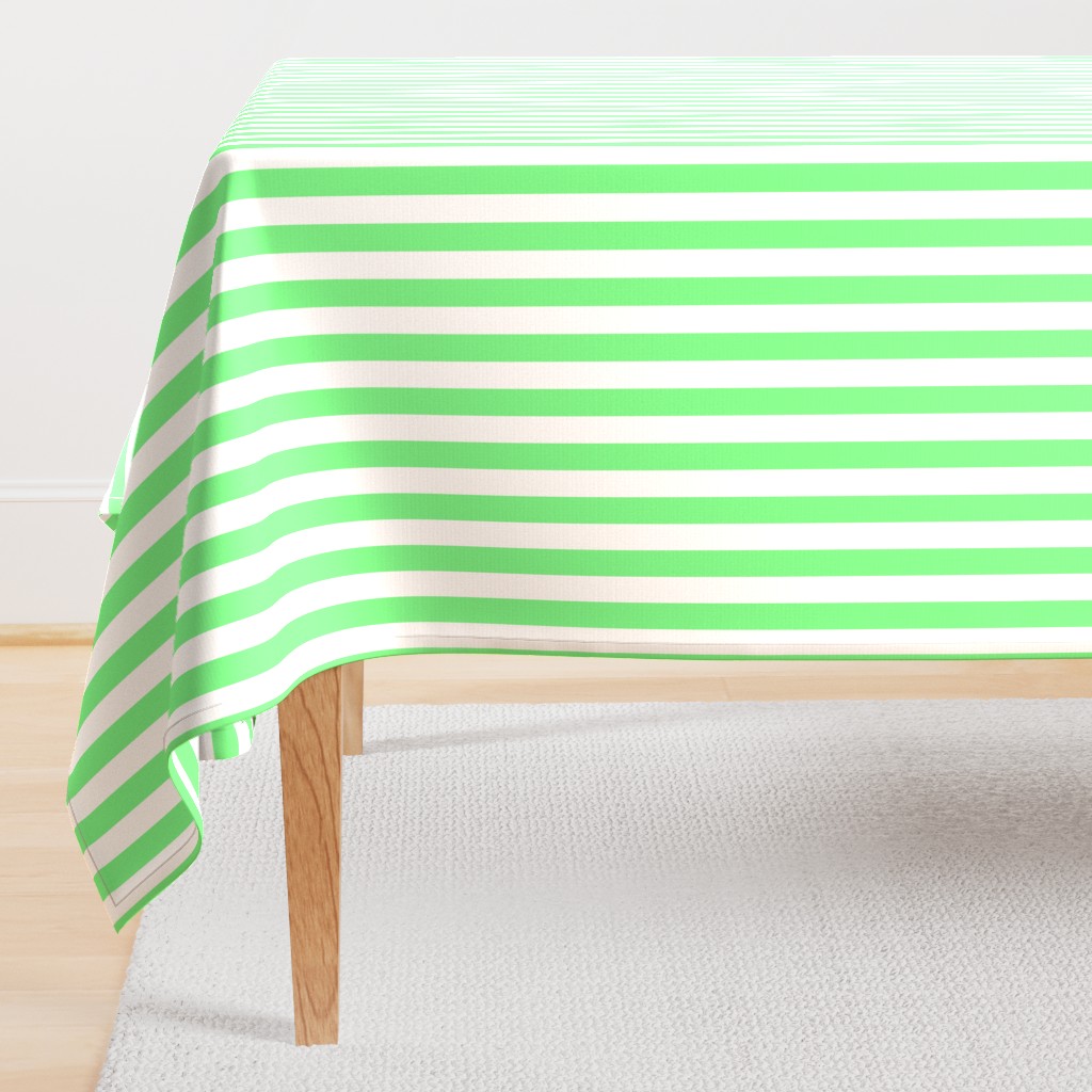 Apple Green and White Wide Stripes