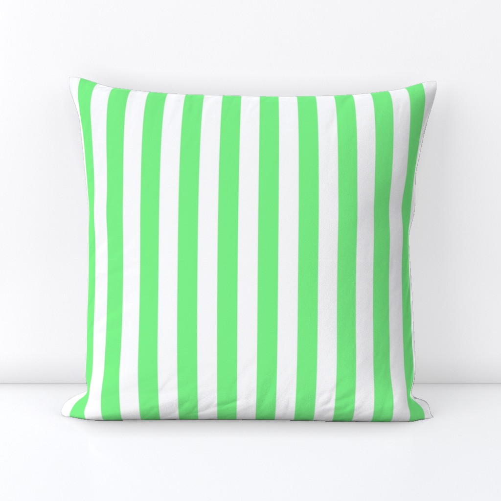 Apple Green and White Wide Stripes