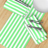 Apple Green and White Wide Stripes