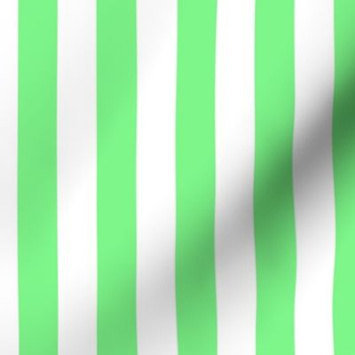 Apple Green and White Wide Stripes