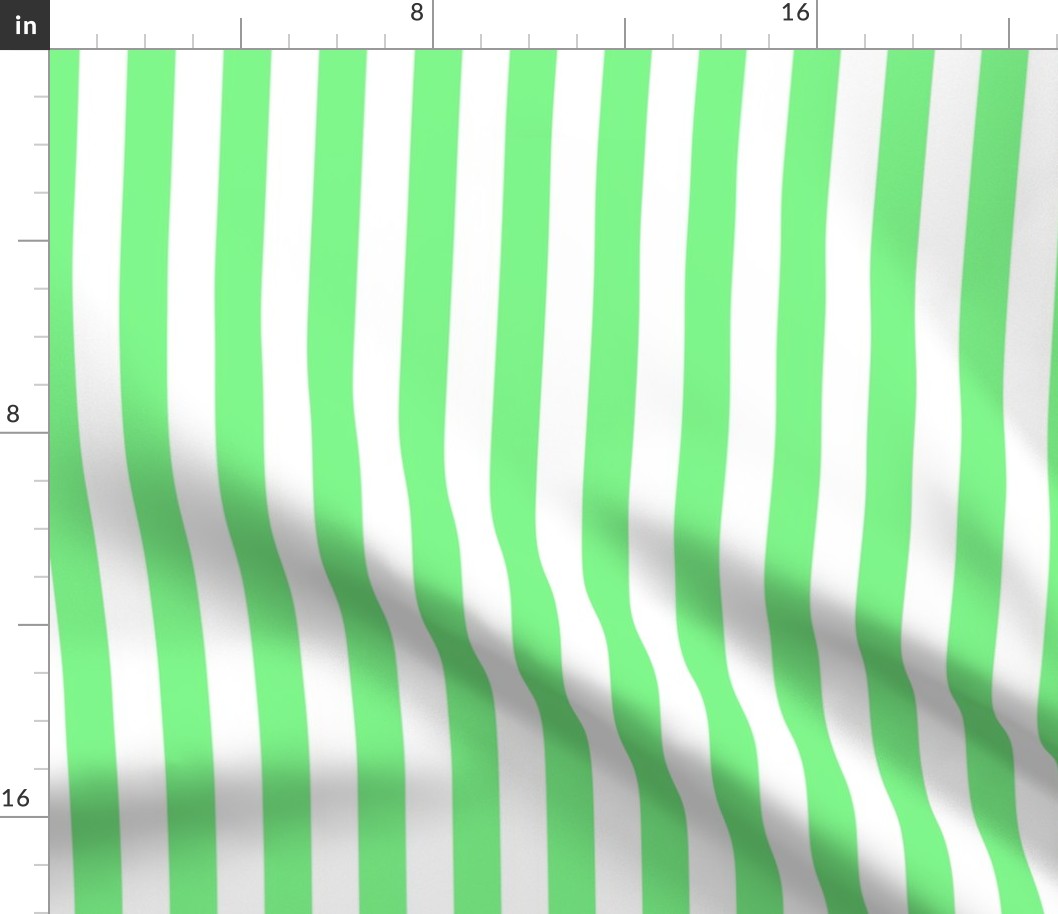 Apple Green and White Wide Stripes