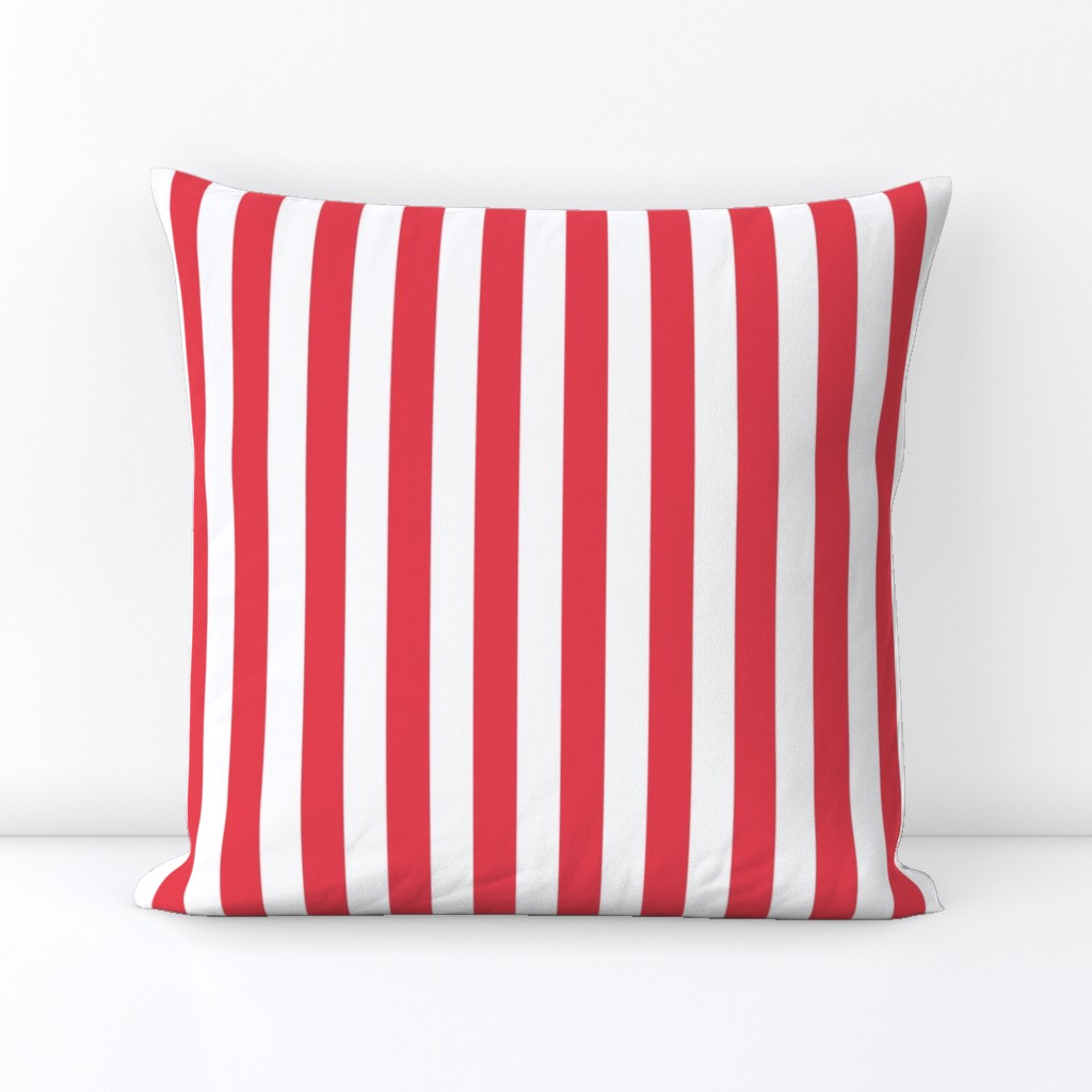 Coral and White 1 inch Wide Stripes