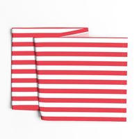 Coral and White 1 inch Wide Stripes