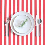 Coral and White 1 inch Wide Stripes