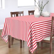 Coral and White 1 inch Wide Stripes