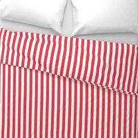 Coral and White 1 inch Wide Stripes
