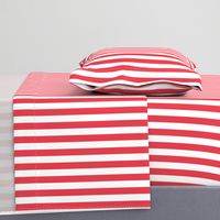 Coral and White 1 inch Wide Stripes