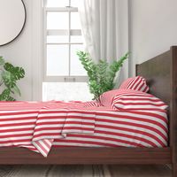 Coral and White 1 inch Wide Stripes