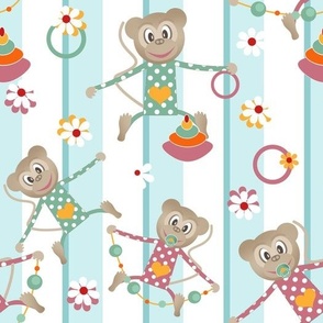 small baby monkey with pacifier striped pattern for children