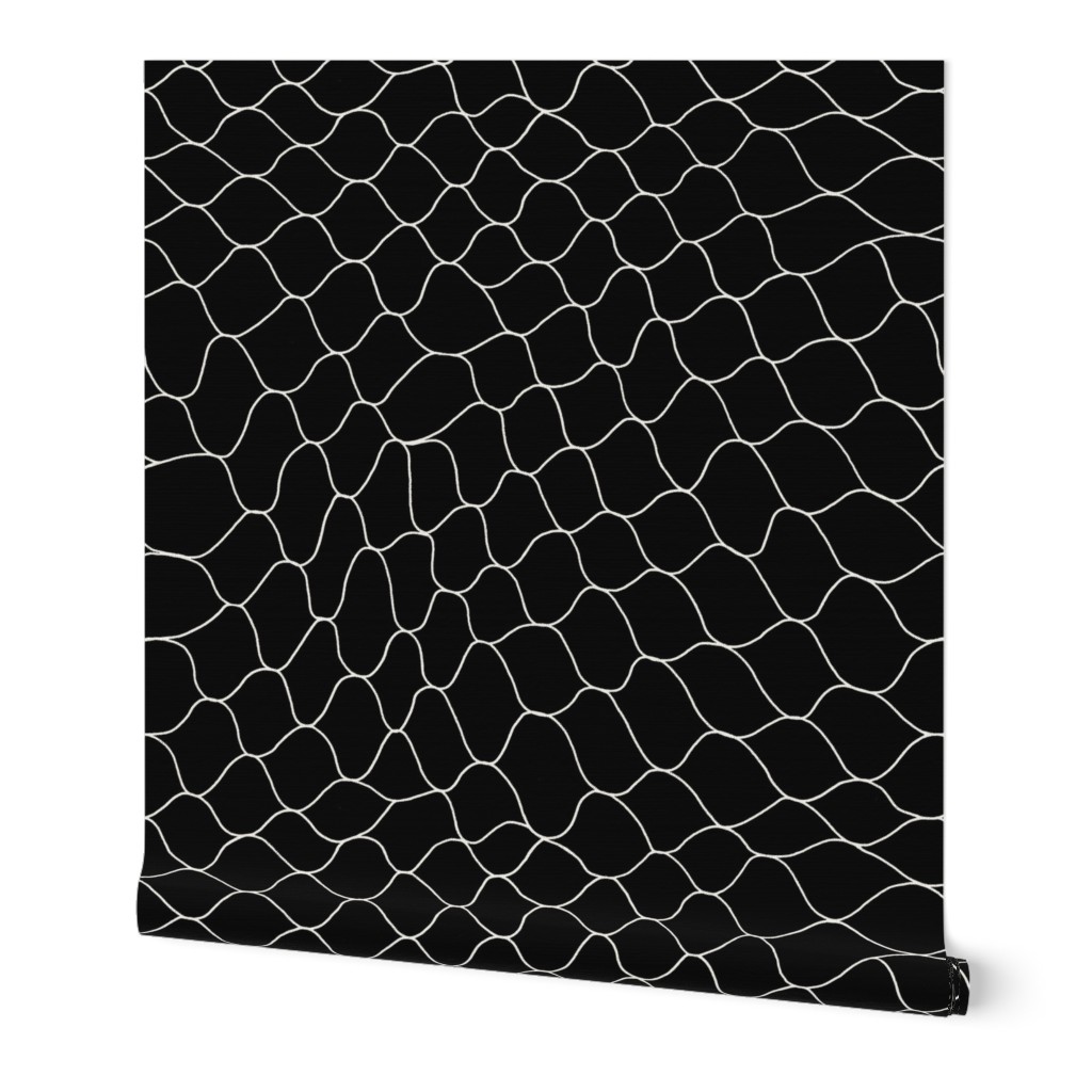 Fishnet by Minikuosi (Grid, Net, Web, Hockey Goal, Football Goal) Black and White Large Scale