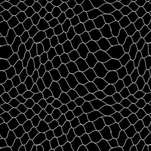 Fishnet by Minikuosi (Grid, Net, Web, Hockey Goal, Football Goal) Black and White Small Size