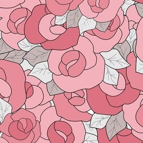  Pink roses sketch vintage retro