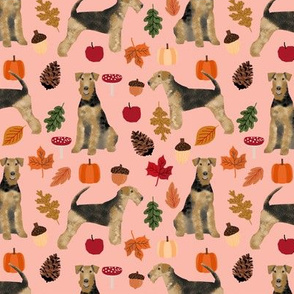 Airedale Terrier autumn dog breed fabric peach