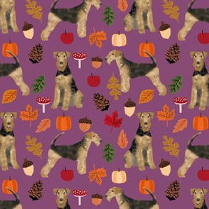 Airedale Terrier autumn dog breed fabric purple